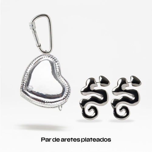 Espejo Silver Latón plateado Par de Aretes