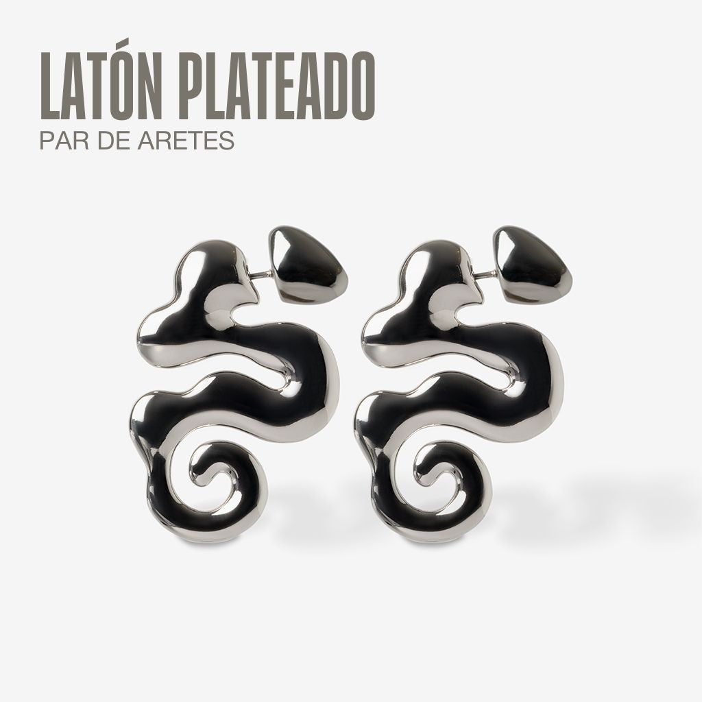 Latón plateado Par de aretes