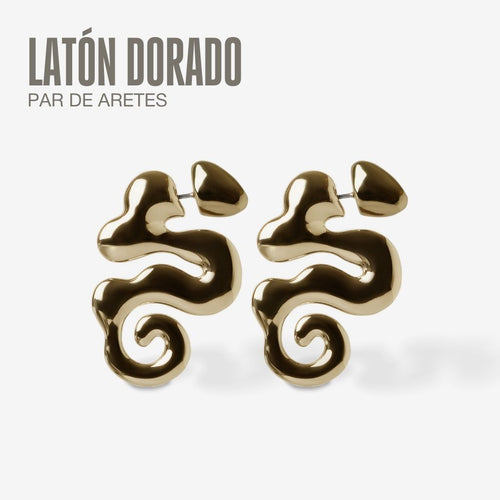 Espejo Silver Latón dorado Par de aretes