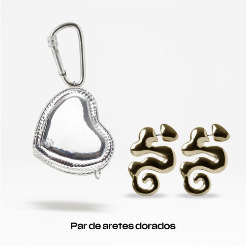 Espejo Silver Latón dorado Par de aretes