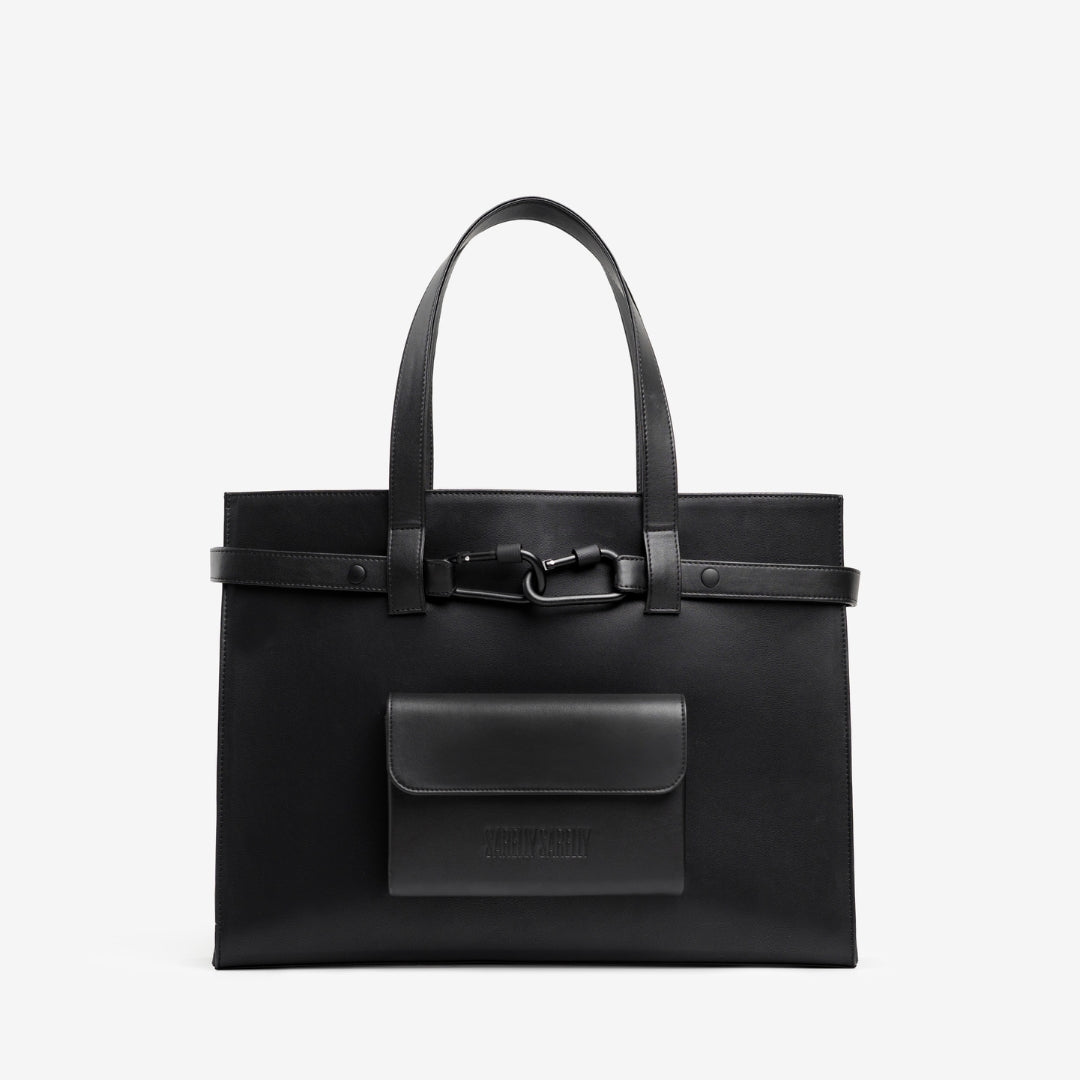 CARGO TOTE BLACK 100% PIEL DE NOPAL