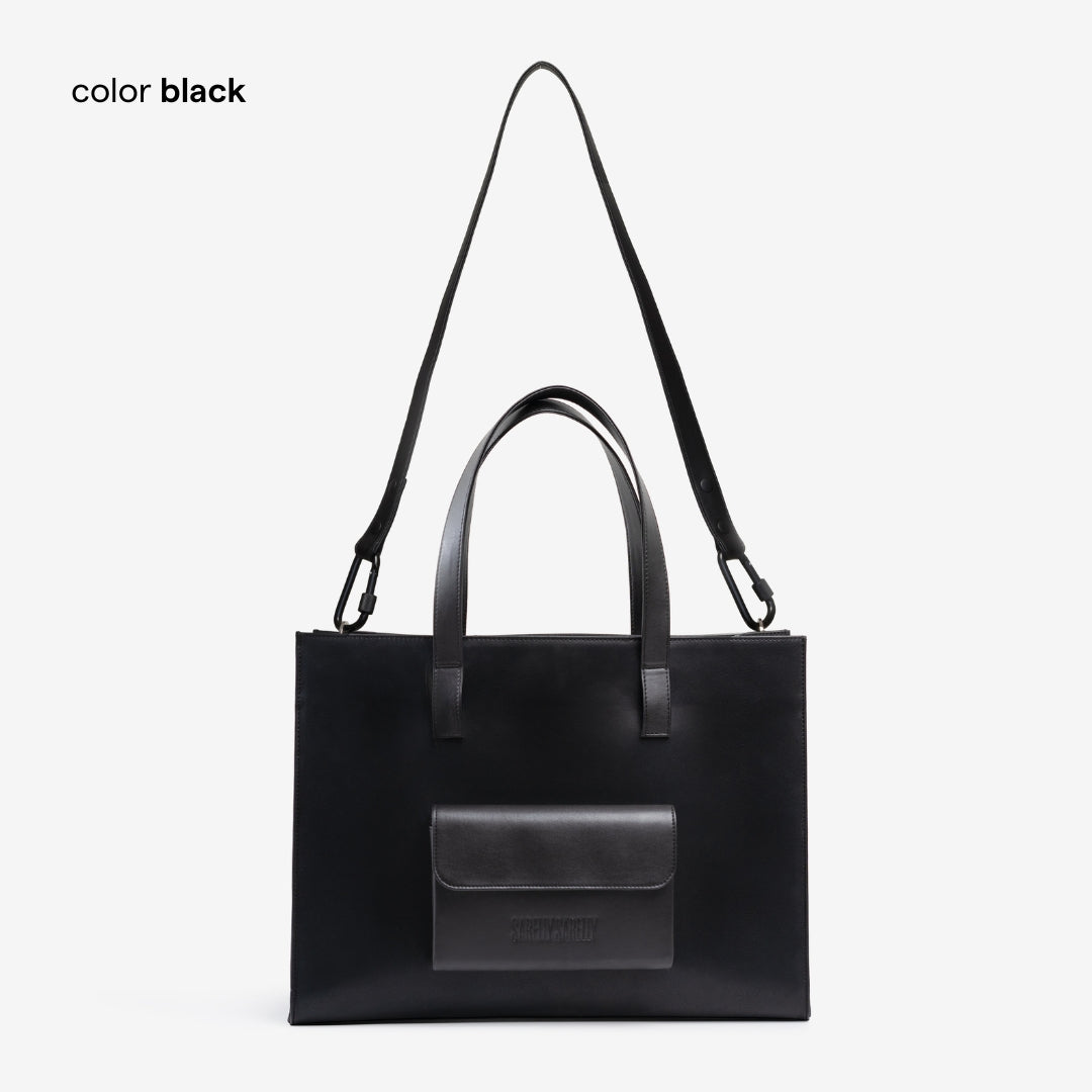 CARGO TOTE BLACK 100% PIEL DE NOPAL