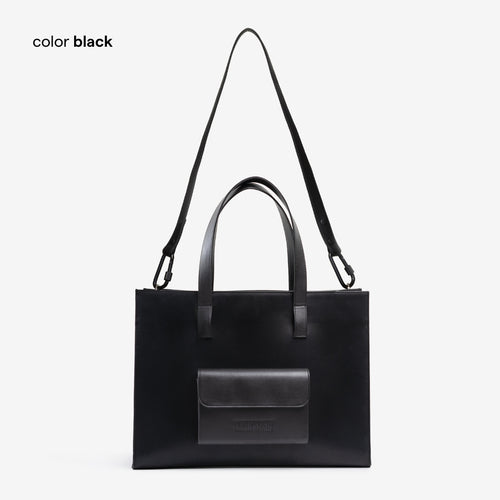 CARGO TOTE BLACK 100% PIEL DE NOPAL