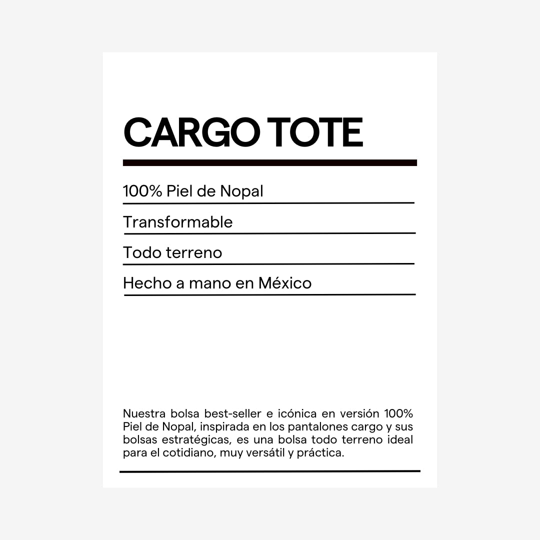 CARGO TOTE BLACK 100% PIEL DE NOPAL