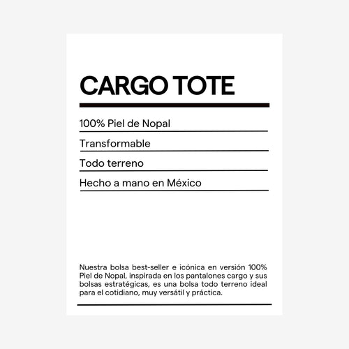 CARGO TOTE BLACK 100% PIEL DE NOPAL