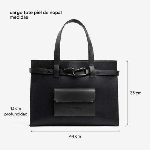 CARGO TOTE BLACK 100% PIEL DE NOPAL