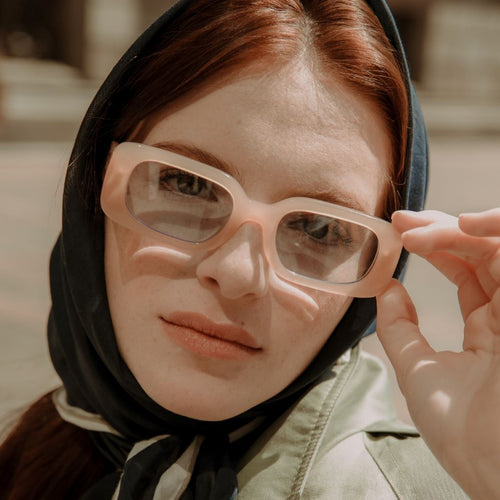 Beige transparente Lentes de sol con graduación